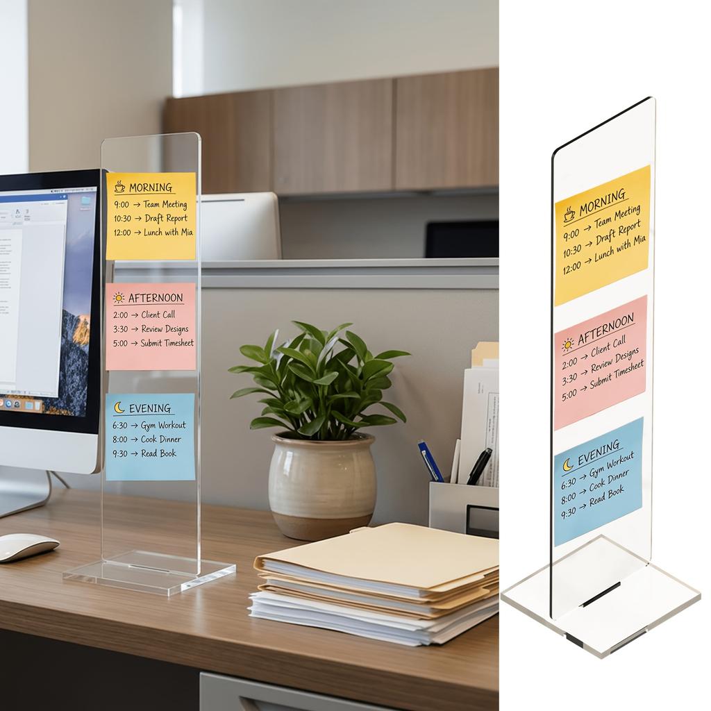 1pc of Detachable Transparent Acrylic Memo Board, Computer Screen Memo Clip Board, Message Board, Office Desktop Accessories