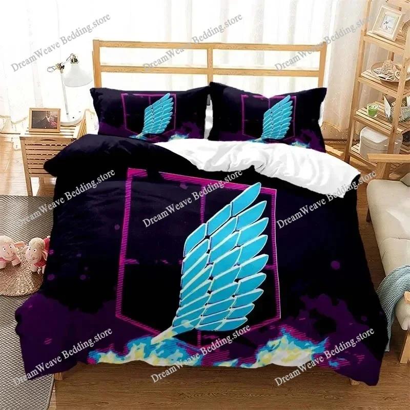 A-Attack O-On T-Titans Duvet Cover Anime Cartoon Bedding Set Boys Girls Bedroom Decoration Kids Gift Single Double Size Luxury Gift