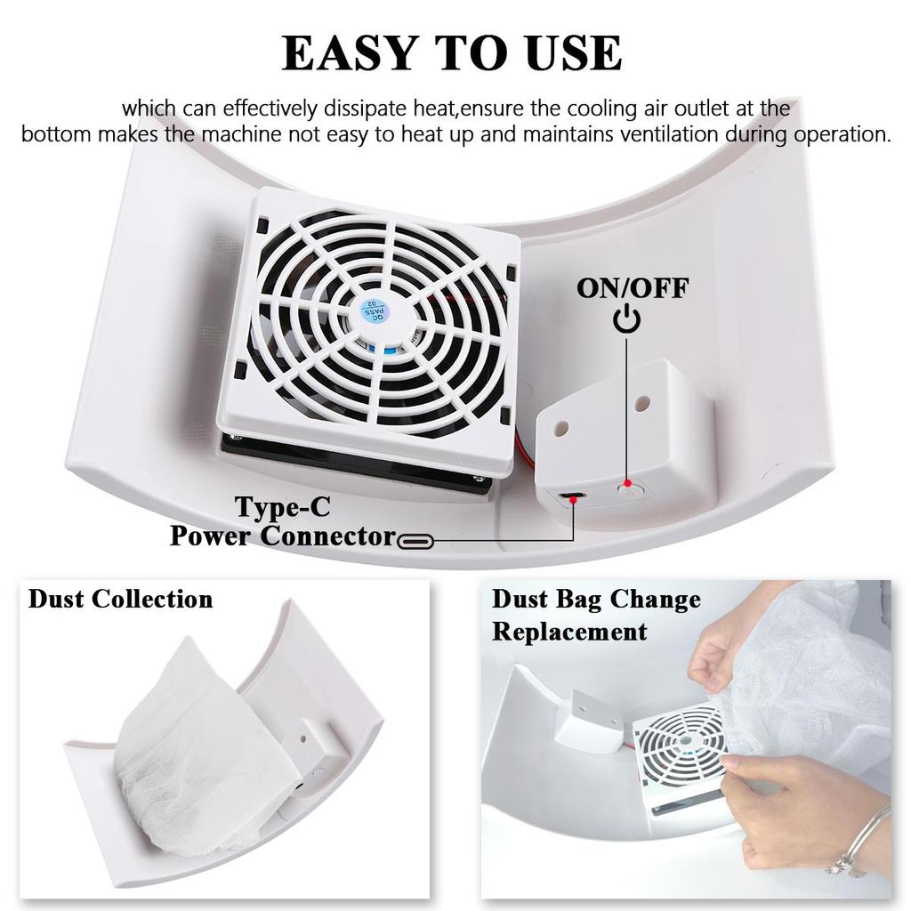 TFSCLOIN Professional Nail Dust Collector Low Noise Nail Vacuum Collector Remove Filter Nail Extractor Fan Nail Art Tool