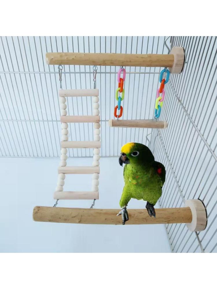 KINTRADE Parrot Climbing Ladder Swing Toy Natural Wood Bird Conure Cage Play Gyms Playground Stand Rope Perch KINTRADE Parrot Climbing Ladder Swing Toy Natural Wood Bird Conure Cage Play Gyms Playground Stand Rope Perch