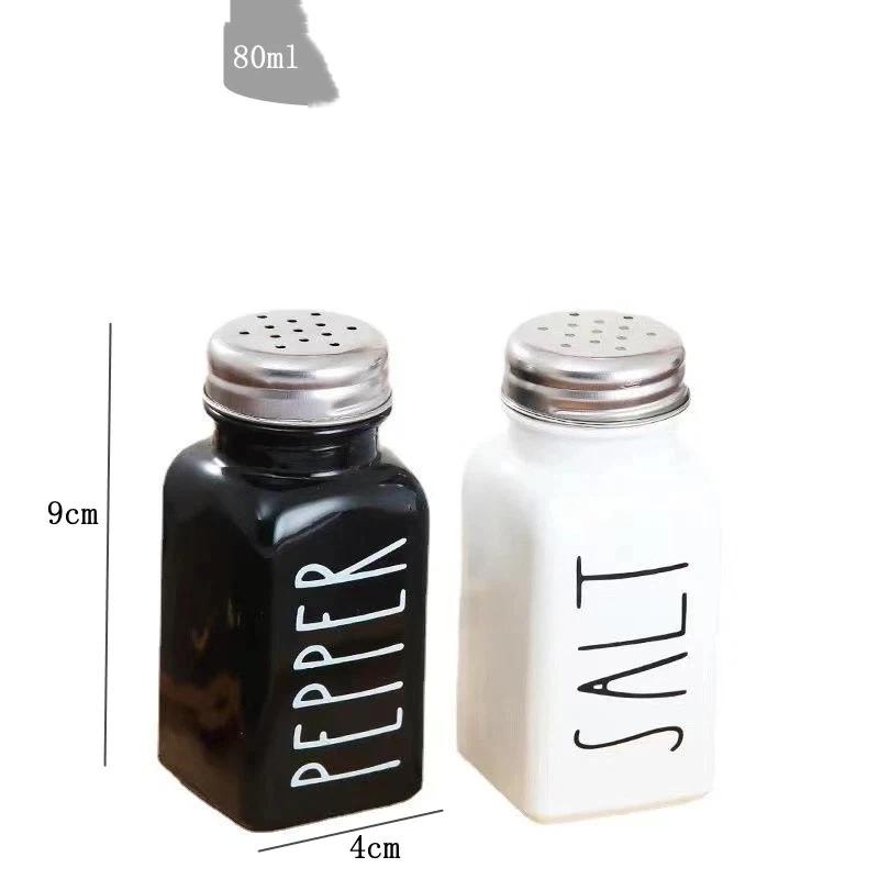 Nordic INS Style Black and White Oil & Vinegar Bottle Set – Minimalist Kitchen Seasoning Jars