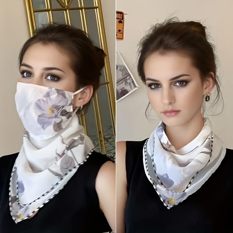 Bohemian Floral Embroidered Women's Face Mask & Neck Scarf - Lightweight Polyester, Breathable Sun Protection, Multi-Color Options for Casual Outings