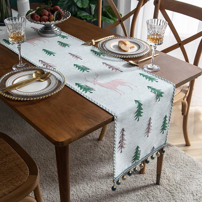 American Retro Jacquard Table Runner Dining Table Cloth Tea Table Cabinet Decorative Strip