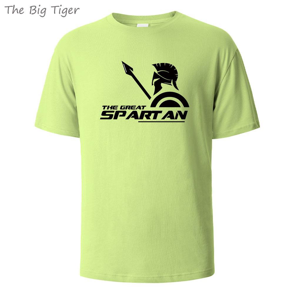 Spartan Printing Summer Cotton Mens Tee Lightweight Round Neck Breathable Fabric Casual Simple Style Tshirt Men TShirt