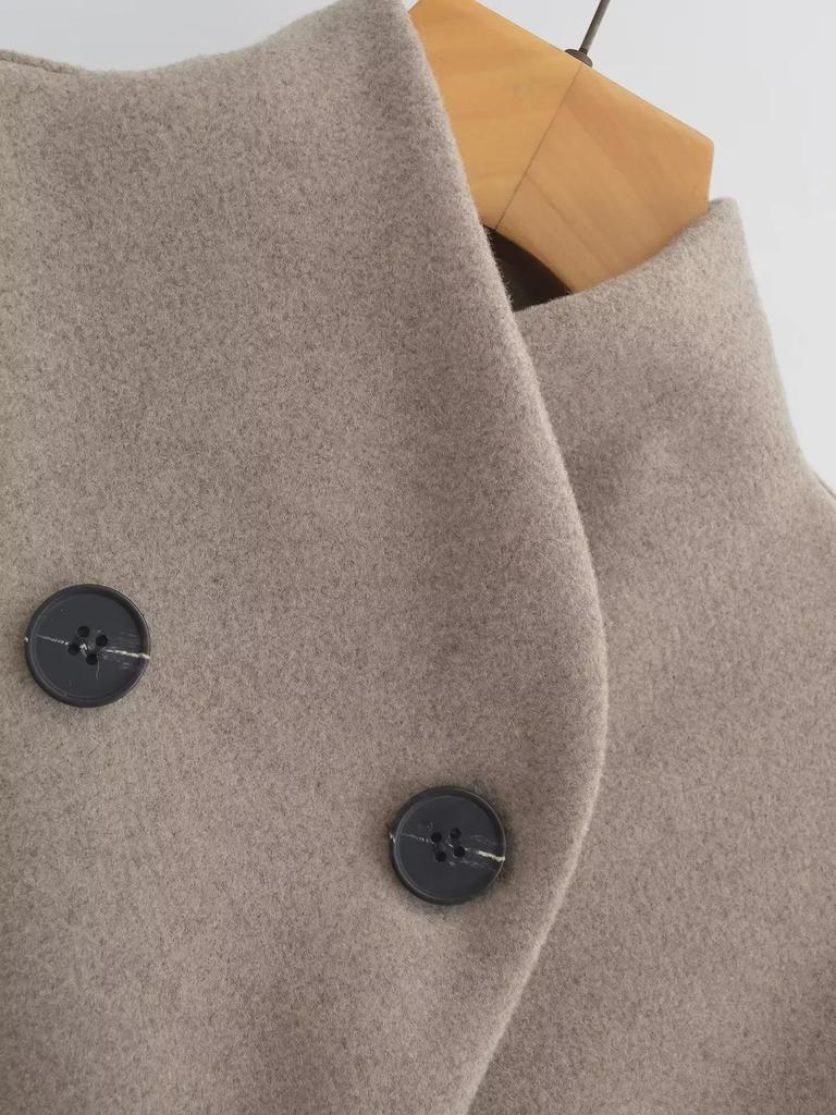 2024 Autumn/Winter Women's Two-Tone Wool Coat: European & American Street Fashion