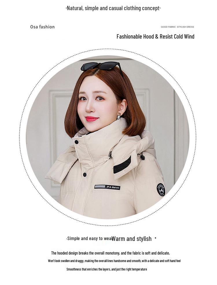 Women's Stylish Mid-Length White Duck Down Jacket - 2025 Winter Collection