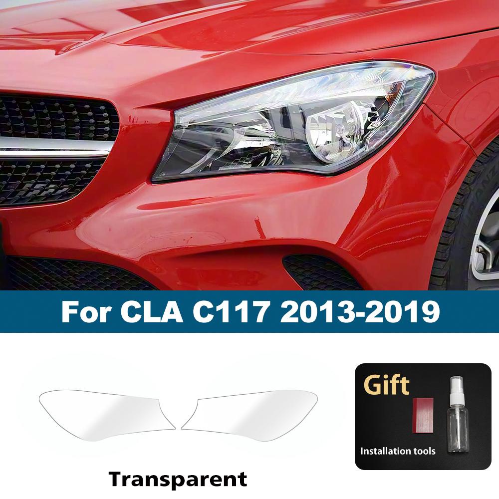 For Mercedes Benz CLA/CLE/CLS TPU Car Headlight Protective Film Smoke Black Gloss Pre-Cut PPF Anti-Scratch Vinyl Wrap Cover Kit