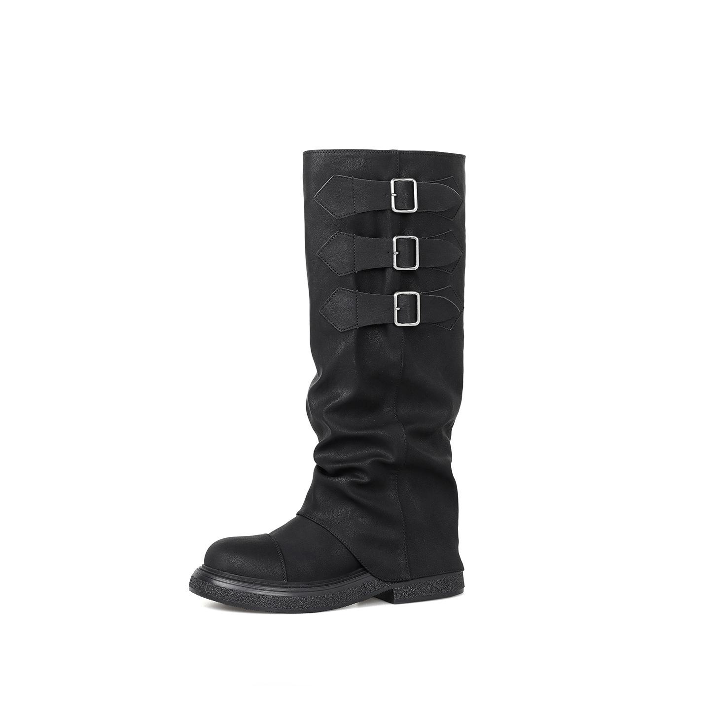 

Западные ковбойские сапоги женские на толстой подошве с увеличением роста зимние новые высокие сапоги-чулки Maillard пустошь ветер длинные рыцарские сапоги 40