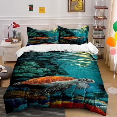 Sea Turtle and Coral. Bedding Sets Duvet Cover Sets Duvet Covers Pillowcases(1 * Duvet Cover 2 * Pillowcases, Without Duvet Insert)