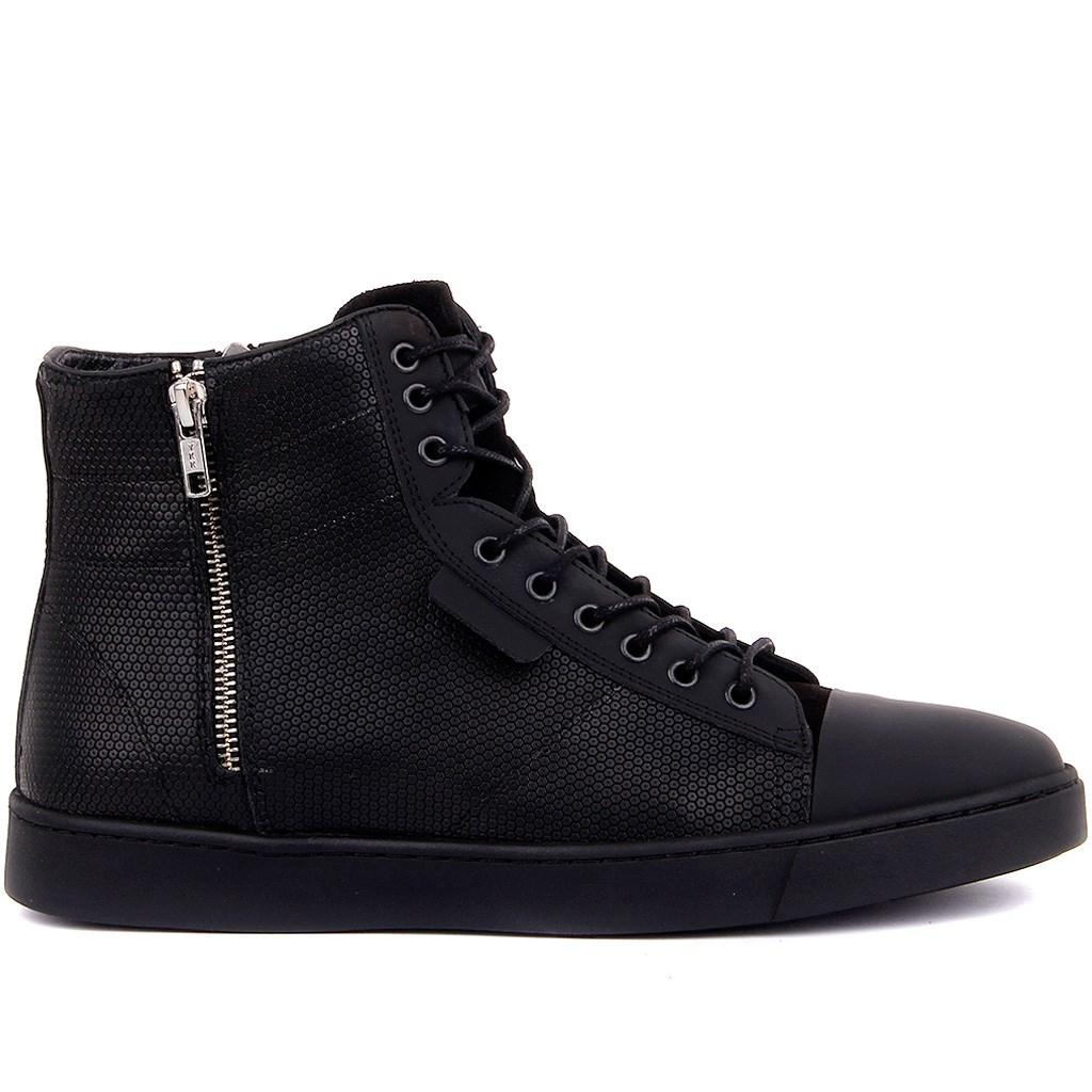 

Sail Lakers - Черные кожаные мужские ботинки на молнии 40 чёрный