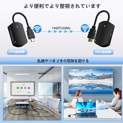 Wireless HDMI Transmitter and Receiver Set [Japan Technical Standards Certification] HDMI Wireless Display Adapter with 50M Stable Transmission Distan