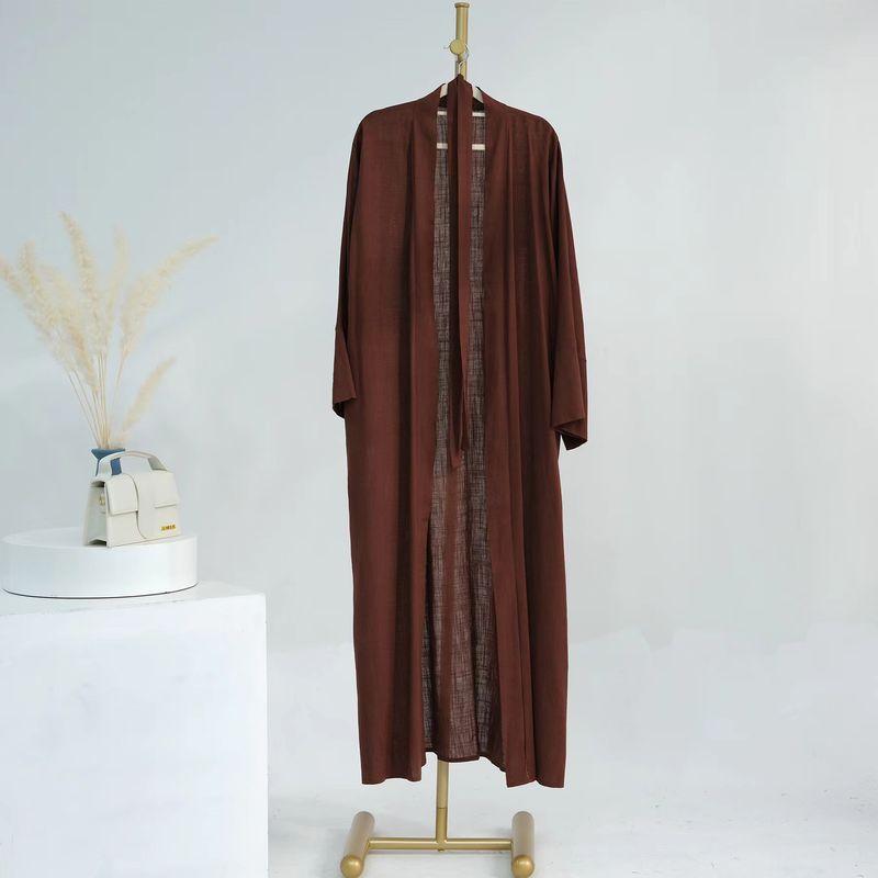 New Middle East Dubai Solid Cardigan Robe Dress Ethnic Style Solid Color Dress
