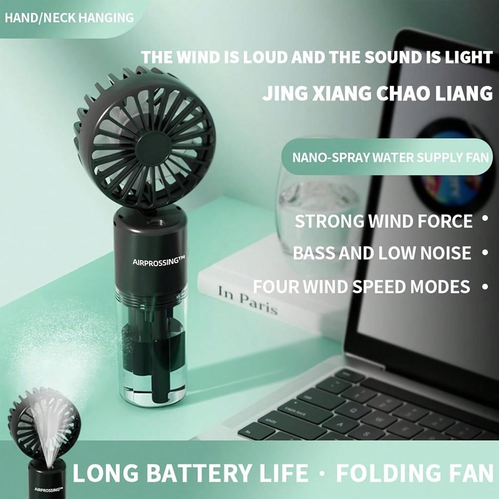 Håndholdt sprayvifte Høy vindstyrke Fuktighetsgivende tåke Vanningsvifte Mini håndholdt vifte