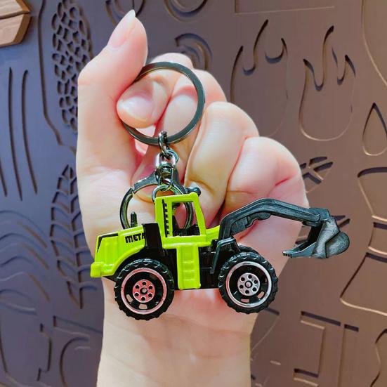 Mini Engineering Cars Charm Keychain Pull Back Cartoon Toy Car Keychain Pendant Anti-Detachable Hook Decompression Tool