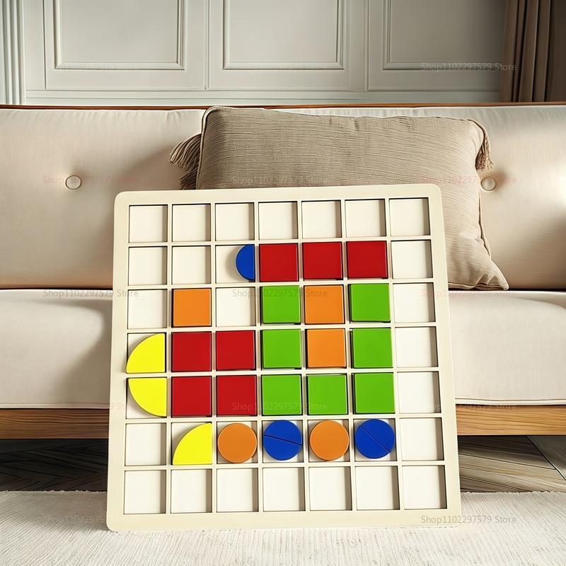 Colorful Geometric Shapes Puzzle Toys 120Pcs Wooden Blocks Kids Montessori Games Educational Toddler Gift Creative Learning Play