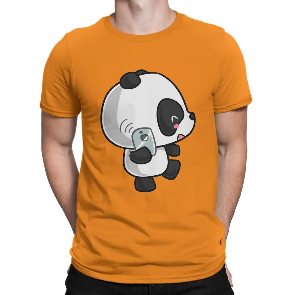 Kawaii Panda On The Phone Unique TShirt Kawaii Anime Panda Casual T Shirt Hot Sale T-shirt For Adult Unisex