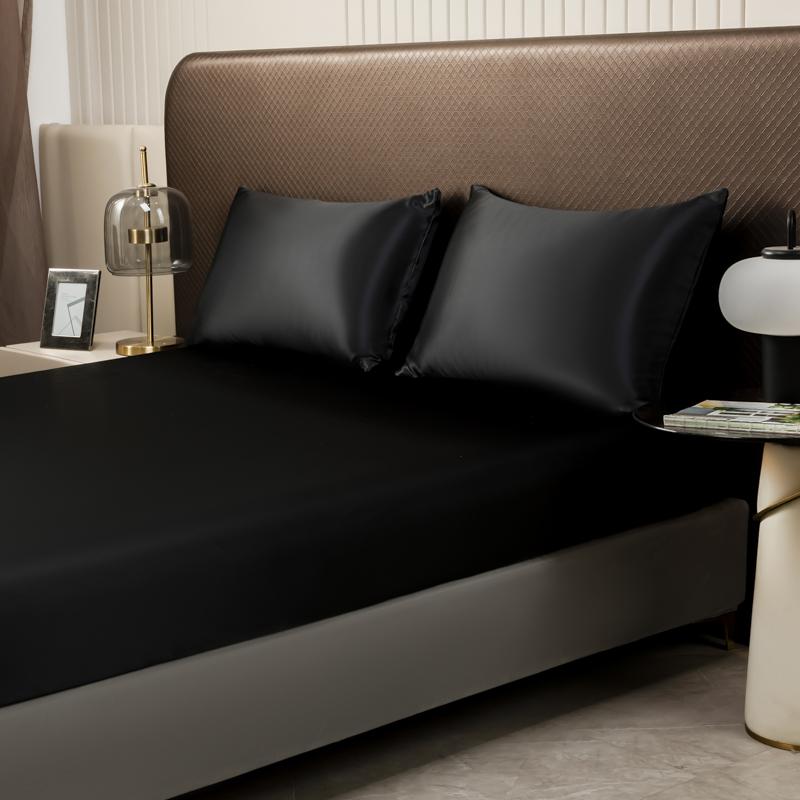 High-End Rayon Satin Fitted Sheet Silky Solid Color Bed Sheet Elastic Band Sheets Smooth Bedsheet Mattress Cover Multicolor