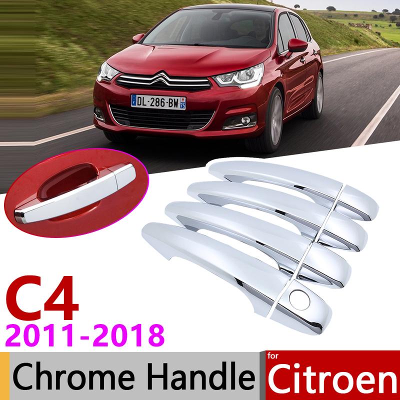 For Citroen C4 MK2 C4L 2011~2018 Chrome Door Handle Cover Car Accessories Stickers Trim Set 2012 2013 2014 2015 2016 2017