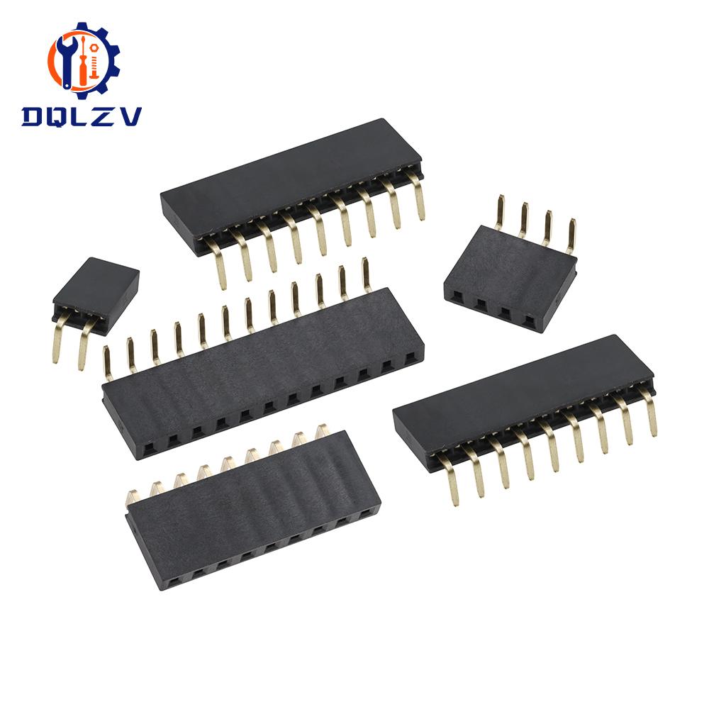 2.54mm Single Row Female Right Angle Pin Header Socket 1*2/3/4/5/6/7/8/9/10/20/40Pin Connector For Arduino
