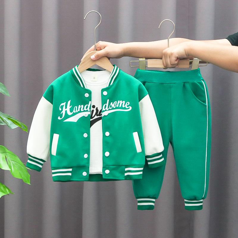 Toddler Boys' & Girls' Long-Sleeve Jacket Set - Fashionable Spring & Autumn Baseball Outfit.