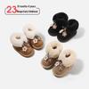 2025 New Winter Toddler Girls' Leather and Fur Snow Boots – Warm Furry Velvet Outdoor Shoes