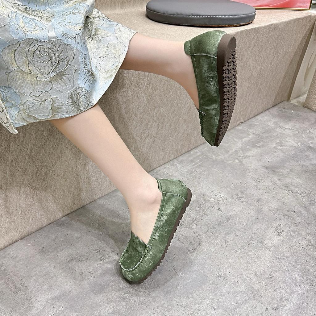 Women's spring and summer single shoes soft sole soft surface round head flat shoes one pedal