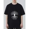 Black T Shirt Tree Roots and Branches Print Casual Wear for Men and Women Streetwear Fashion Summer Outfit