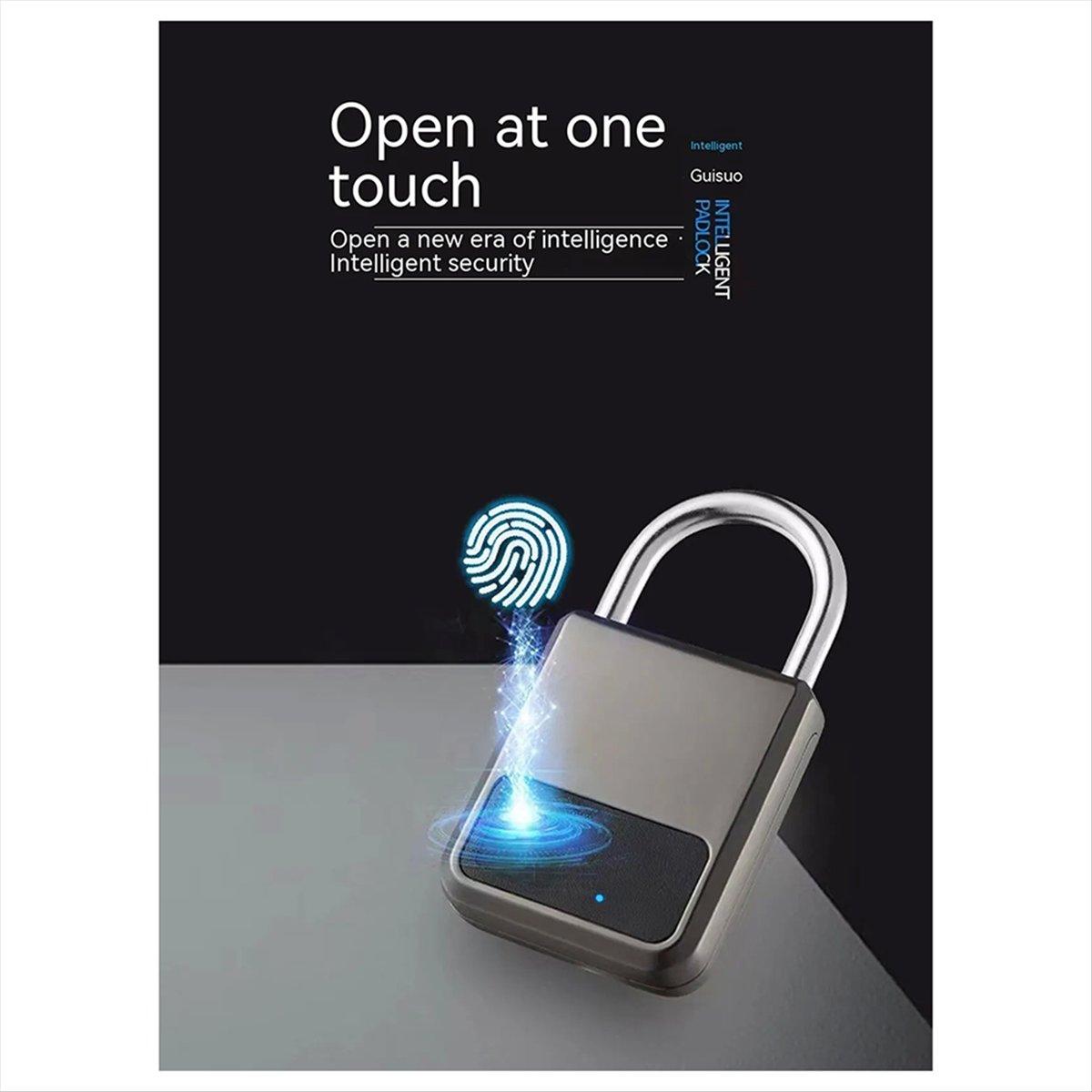 

Smart Portable Fingerprints Tuya APP Pad Lock with USB Key Support for Emergency(Grey) China Mainland