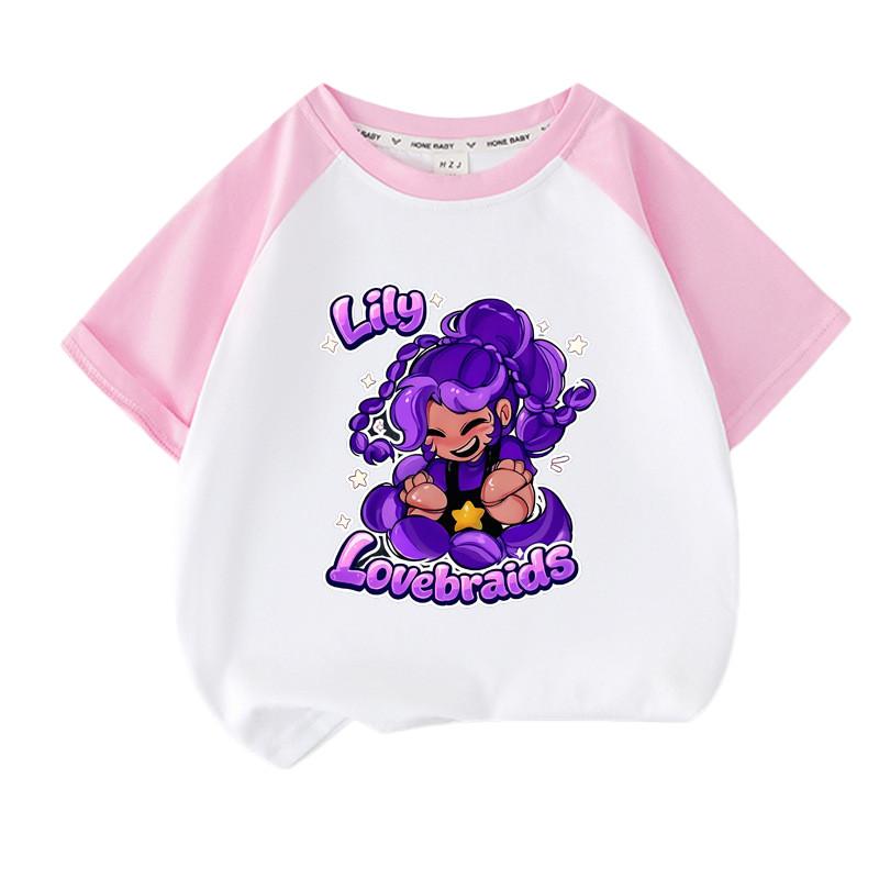 T-shirt Raglan a Maniche Corte Lily Lovebraids per Bambina