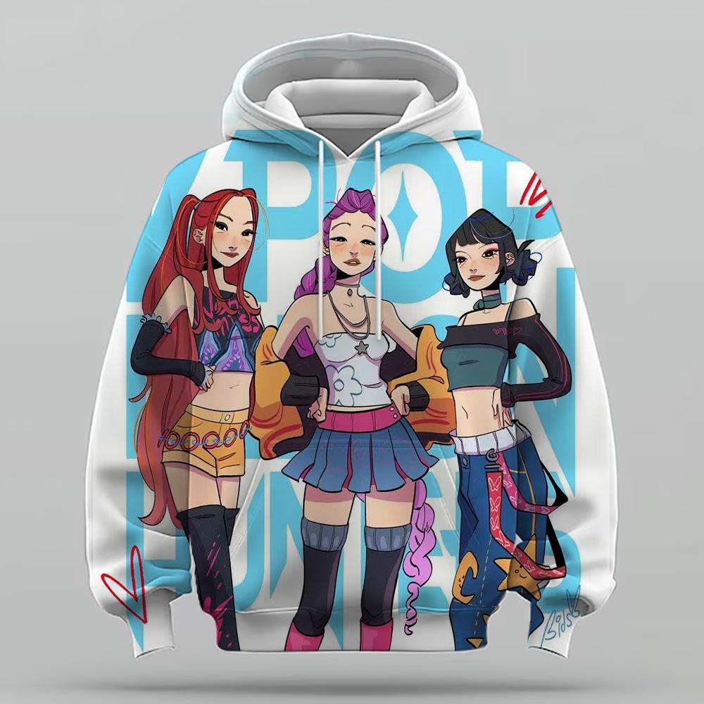 Kleidung für Kleinkindmädchen KPop 'Devil Hunter' Hoodie Mode Lässiger Pullover Neuer Film Kinder Kapuzenoberteil