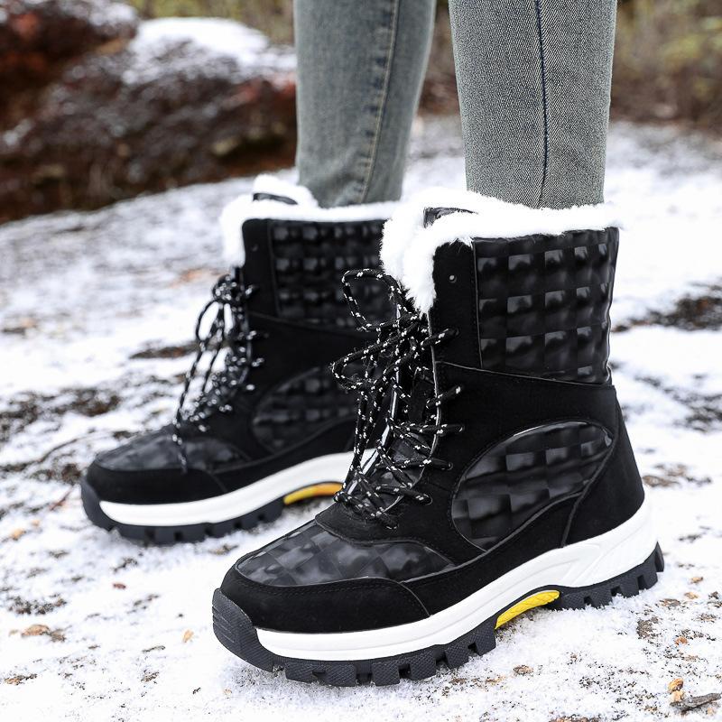 Winter snow boots autumn and winter piled thickened waterproof and non-slip thick-soled large cotton warm boots 36