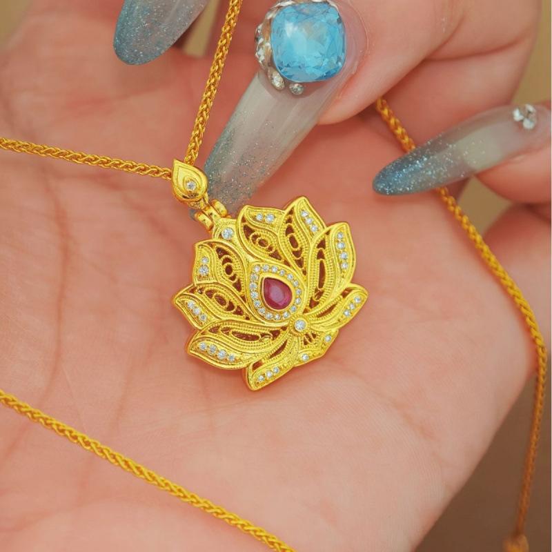 Retro Flower Blooming Buddha Pendant, Lotus Buddha Double-Sided Brushed Necklace, Chinese Style High-End Opening And Closing Necklace.