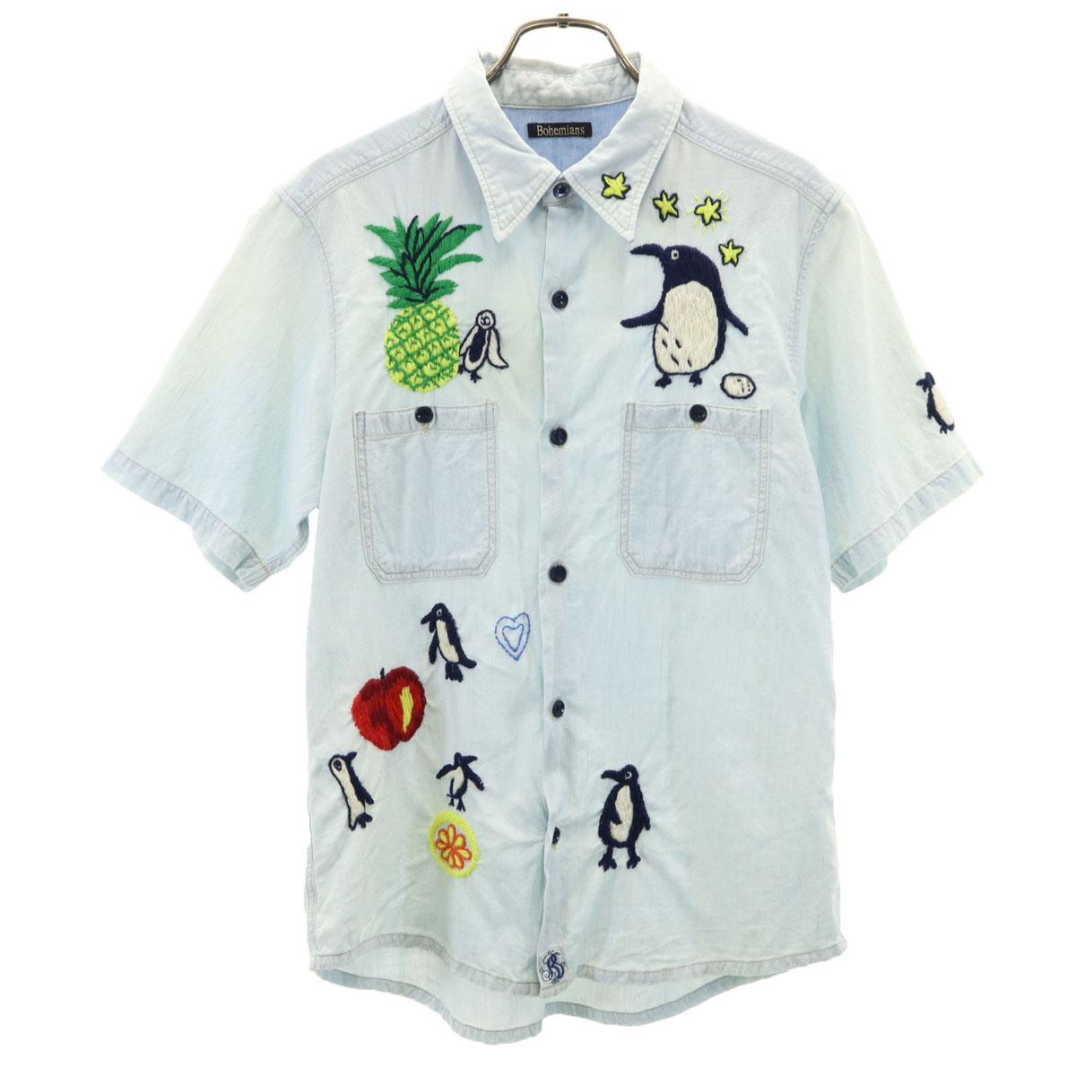 

BOHEMIANS made in Japan embroidery Short sleeve Chambray shirt 1 Men s Used