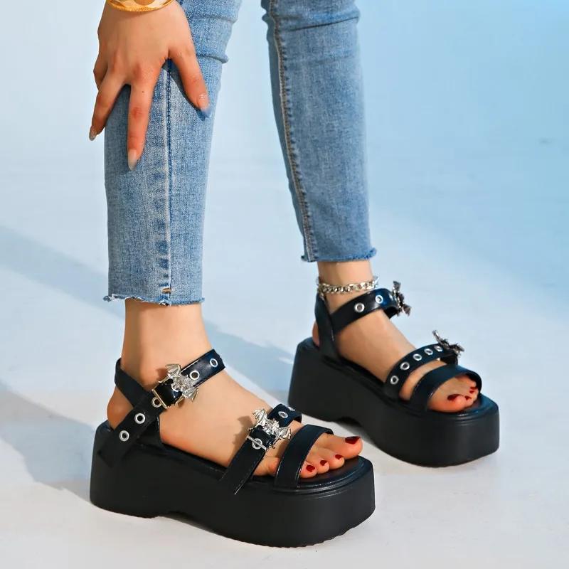 2025 Summer Open Toe Women's Sandals Fashion Metal Decoration New Plus Size Casual Comfortable Best Seller Platform Sandals