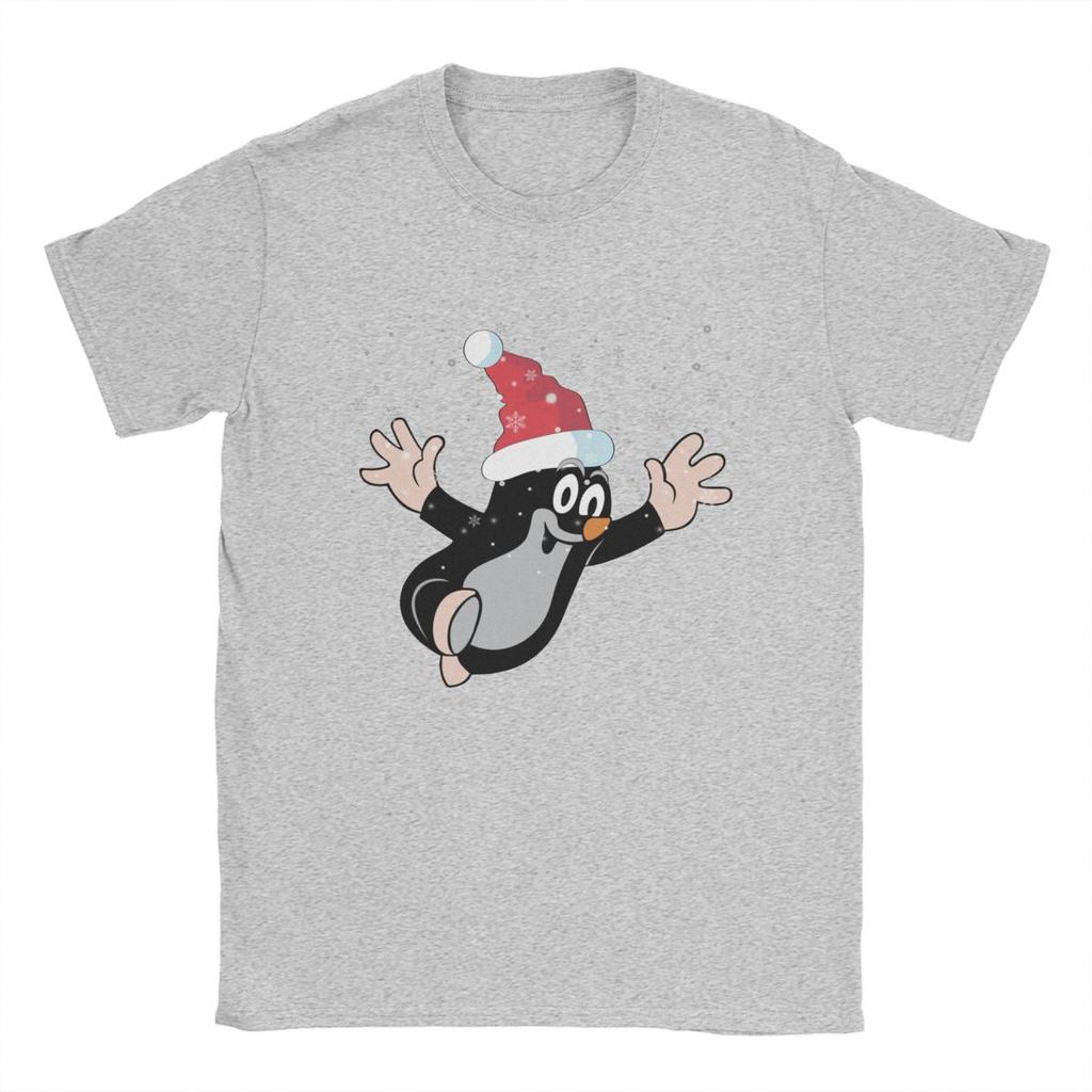 Vintage Frohe Weihnachten Maulwurf T-Shirts Herren Damen Baumwolle T-Shirt Krtek Kleiner Maulwurf Niedlich Cartoon Kurzarm T-Shirts Bedruckte Oberteile