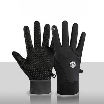 Nuevos Guantes Cálidos para Exteriores para Hombres Ciclismo Deportes Otoño e Invierno Pantalla Táctil Más Terciopelo Marca Redonda Impermeables y Antideslizantes