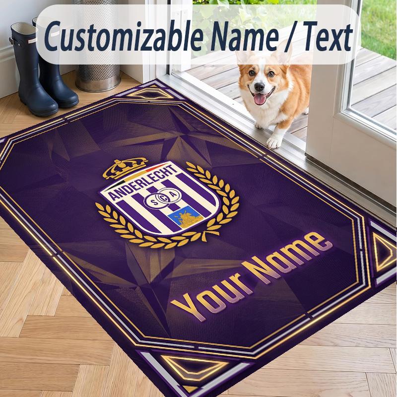 Custom Text Printed Rug Anderlecht FC Non Slip Floor Carpet For Home Room Decor