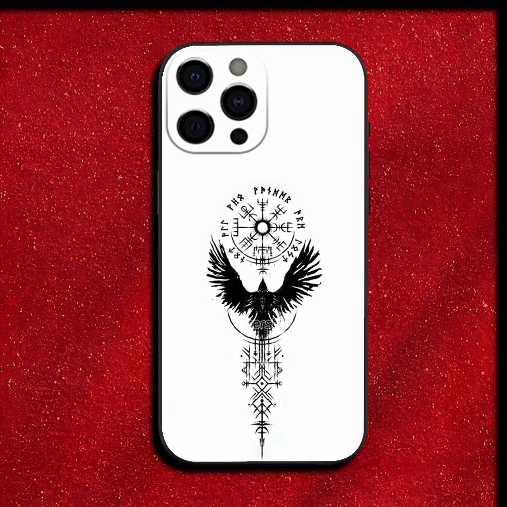 V-Viking V-Vegvisir Navigation Compass Phone Case For iPhone 16,15,14,13,12,11,Pro,XS,Max,XR,Plus,E,SE4,Mini Black Cover