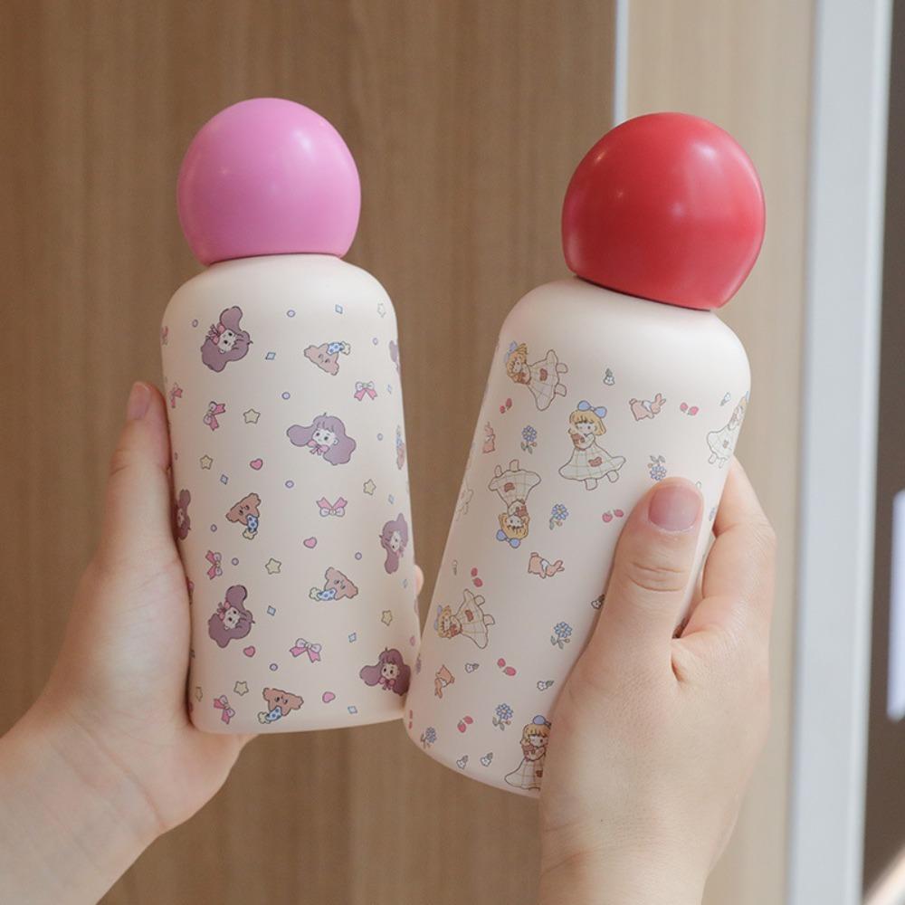 Double Wall Insulated Bottle Spherical Lid Vacuum Cup Ins Style Thermos Cup  Kids
