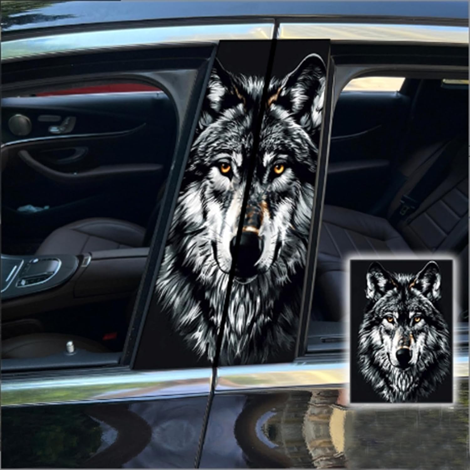 

2pcs/1set Car B Pillar Sticker Decal Upgraded Vinyl Car Decals Body Side Stickers,Wolf Graphics Scratch Cover Large Sticker for Car Auto Van SUVs черный белый