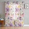 Summer Pastoral Breeze With Plant Leaves Window Tulle Curtains for Living Room Bedroom Hotel Luxury Decoration Sheer Curtains
