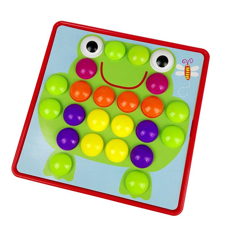 American Early Education Mushroom Peg Puzzle: Large Particle Button Toy for Children's Color Recognition and Enlightenment