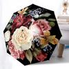 Retro Pfingstrosen Blumen Schirm, Leicht und Tragbar, 8-Speichen Eisenrahmen, Perfekt für Reisen im Freien, Wohnaccessoire, Weihnachtsgeschenk