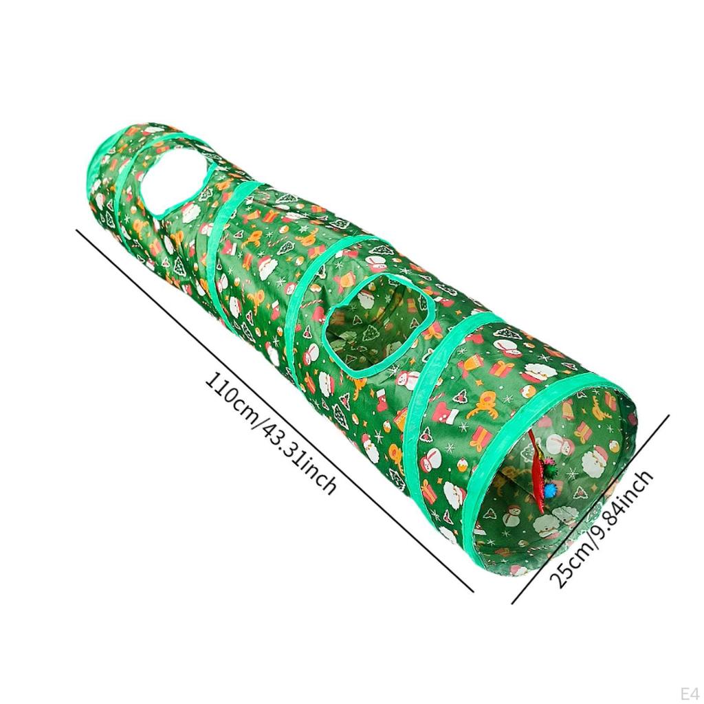 Cat Activity Maze Featuring Christmas Ball, Foldable Indoor Tunnel