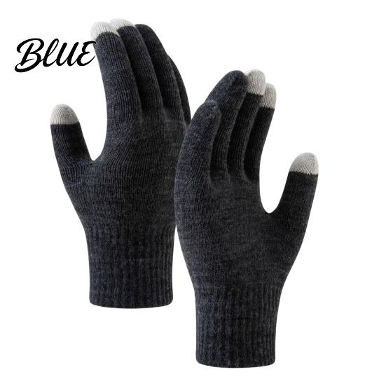 Thermal Wool Lined Mittens Knitted Touchscreen Gloves for Women Men Winter Warm Five Finger Gloves Daily Commuting Driving Cold Weather Texting And