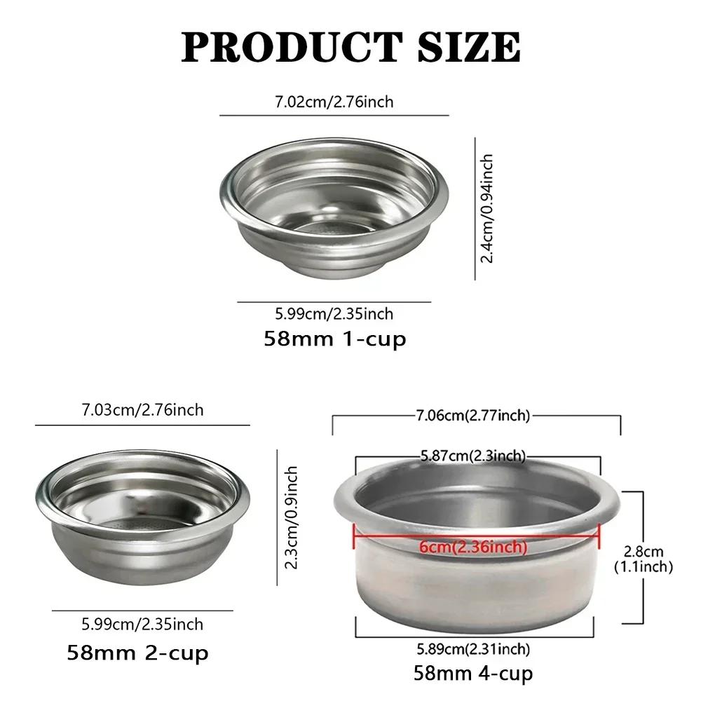 58mm Universal Coffee Filter Basket for Espresso Machine Bottomless Portafilter Replacement Single Double Cup Coffee Maker Parts