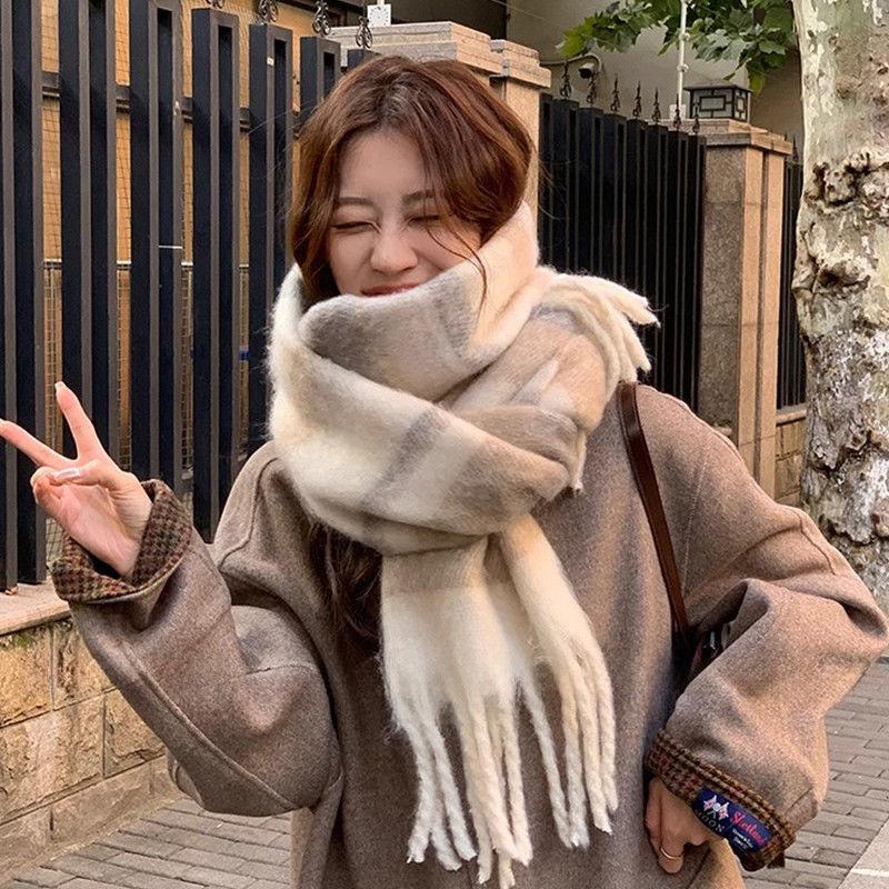 Thick Brushed Korean Style Gentle Dopamine Scarf for Women Winter Advanced Lengthened All Match Scarf Shawl Ethnic Warmth