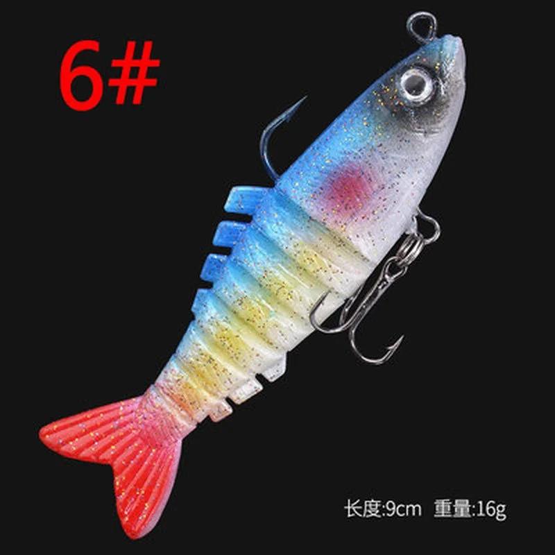 Artificial Lifelike Popper Soft Swimbait 8 Segmented Fishing Lures Lead Head Soft Fishing Lure Custom 3.54in soft Bait Lure