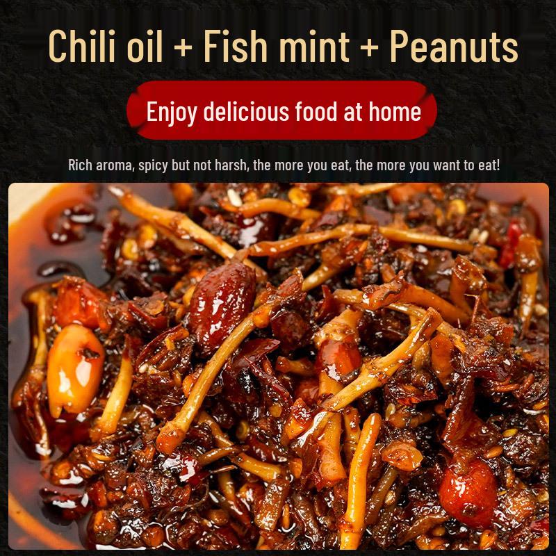 Guizhou Spezialität Fischminze-Salat mit Zhe Er Gen und roter Chilipfefferöl-Sauce