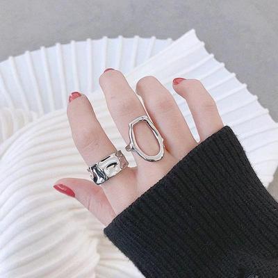 Korean Style Wide Band Retro Women's Irregular Open Ring - Trendy Index and Pinky Ring, Simple Fashion